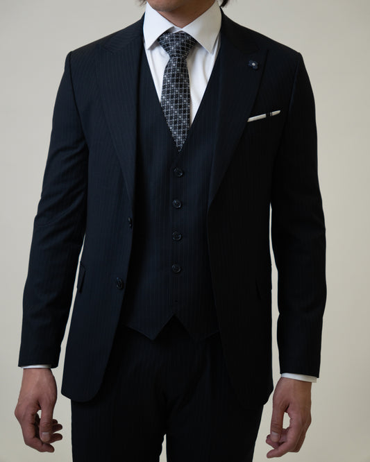 The Executive Navy Blue - Pinstriped