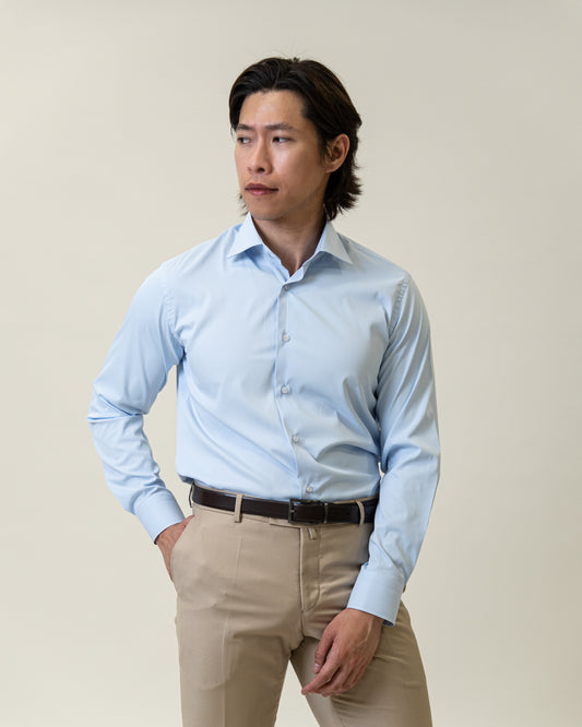 Mens Formal Blue Dress Shirt-Slim Fit