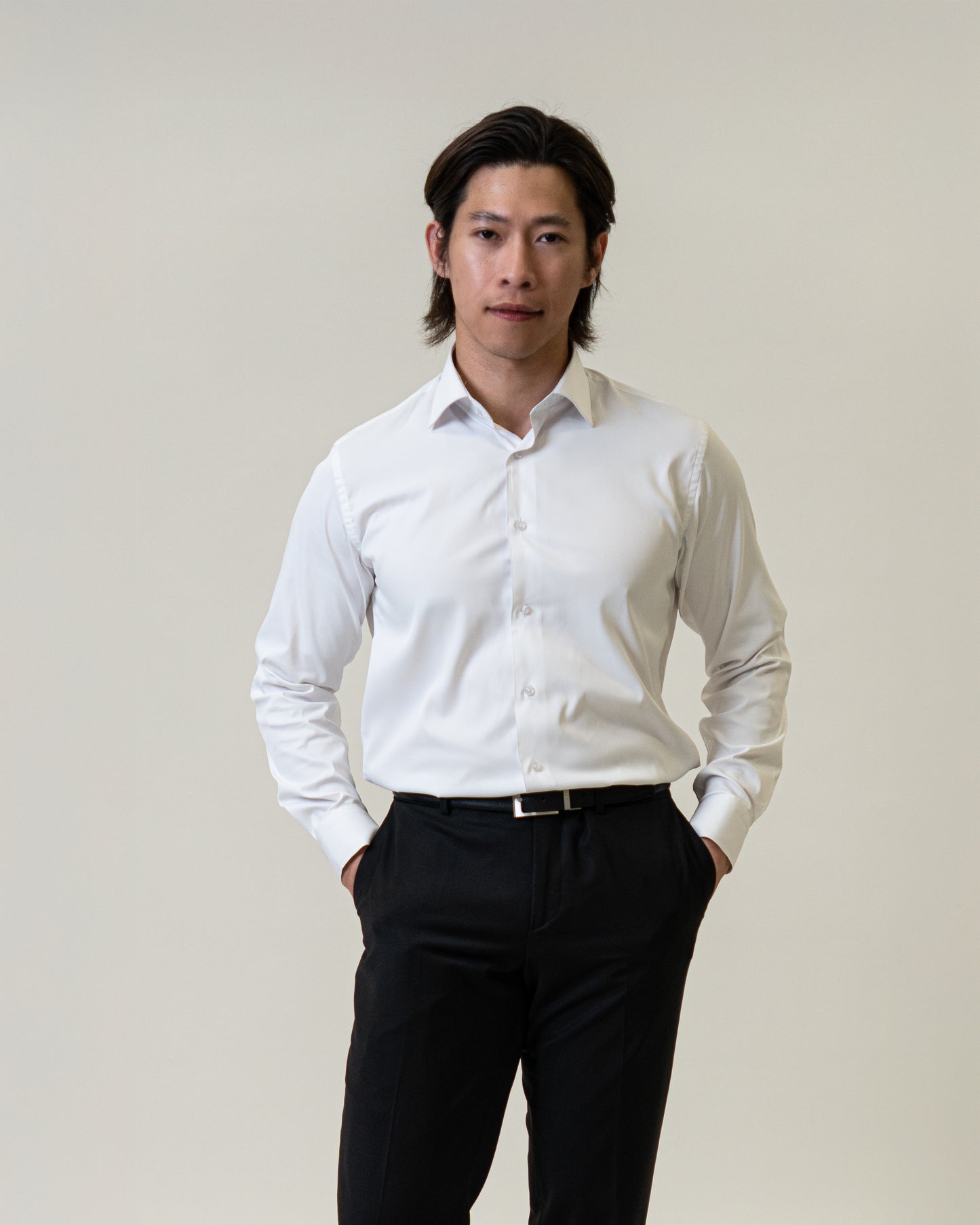 Mens Formal White Dress Shirt-Slim Fit
