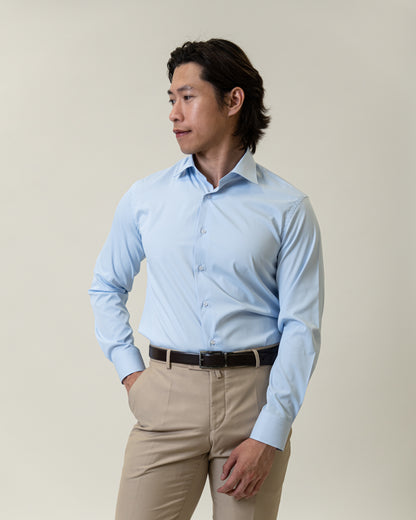 Mens Formal Blue Dress Shirt-Slim Fit