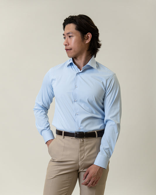 Mens Formal Blue Dress Shirt-Slim Fit